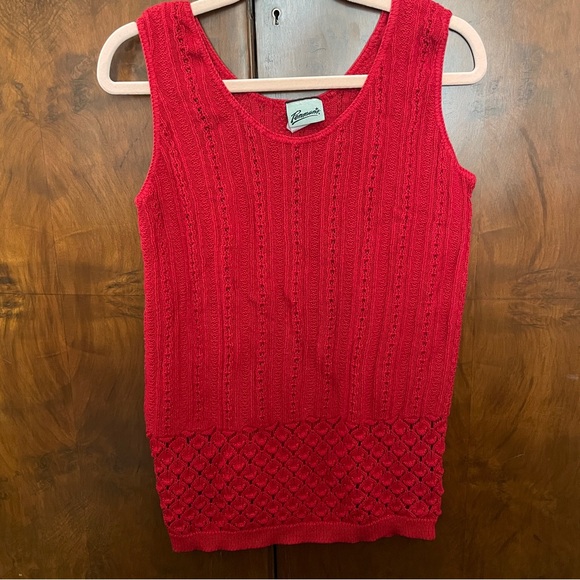 VTG cherry red cotton knit tank - Picture 2 of 6